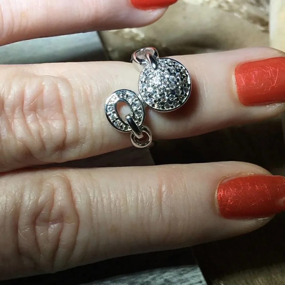 Brass and Rhodium AAA Grade CZ Silver Ring Sizes 5,6